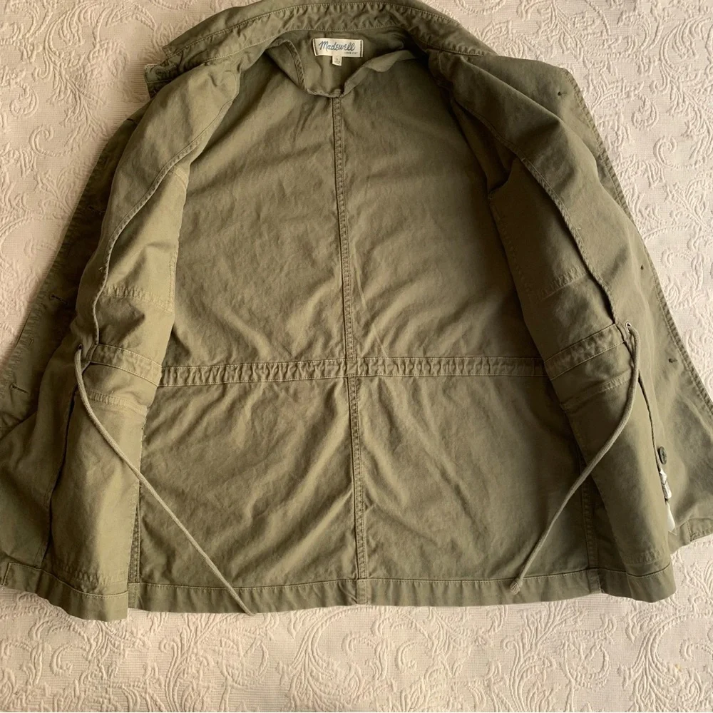Madewell Olive Green Sleeveless Hidden Button Up Collared Utility Vest Jacket - Picture 4 of 9